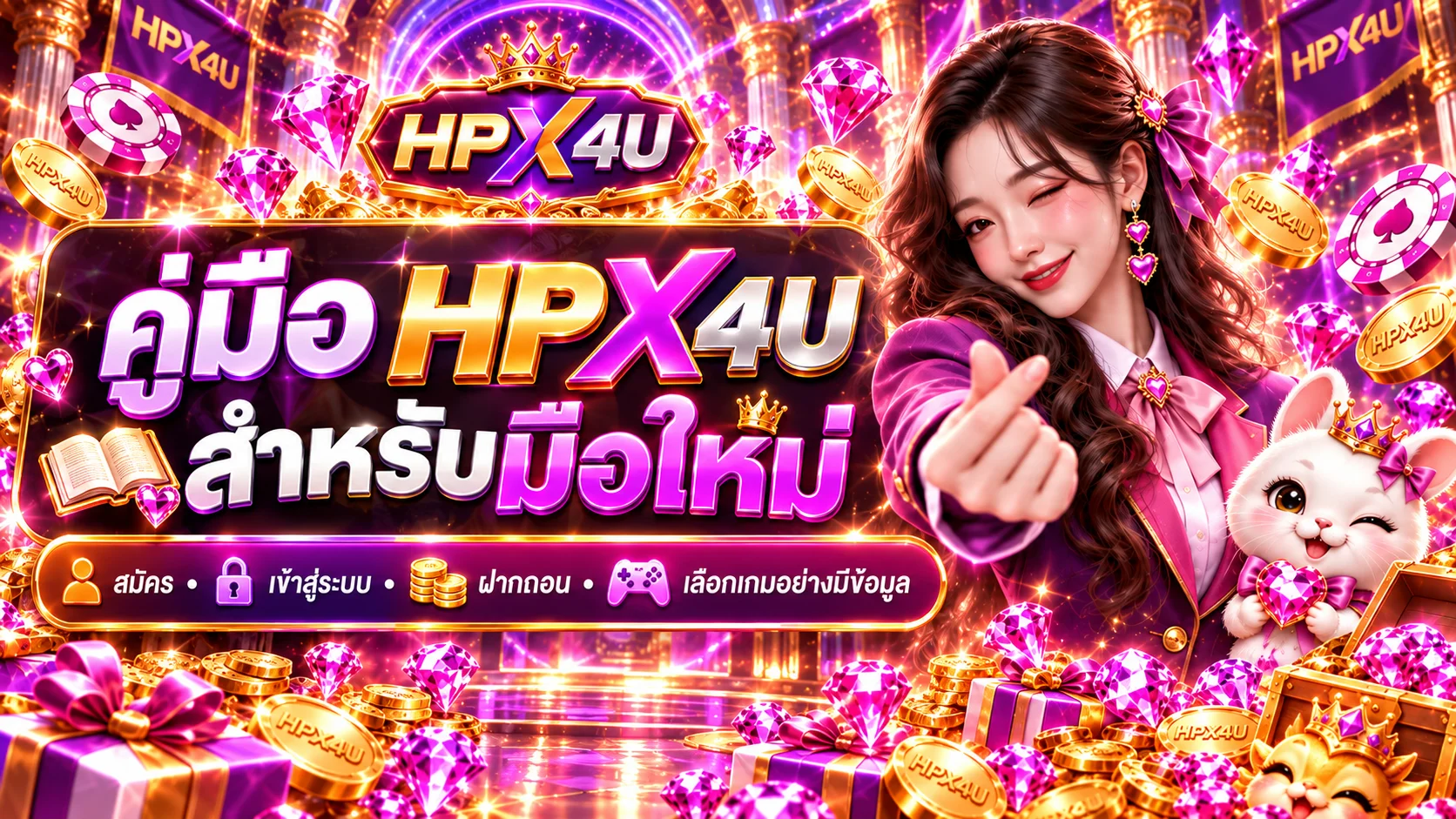 HPX4U คู่มือมือใหม่ สมัคร เข้าใช้ ฝากถอน เลือกเกม
